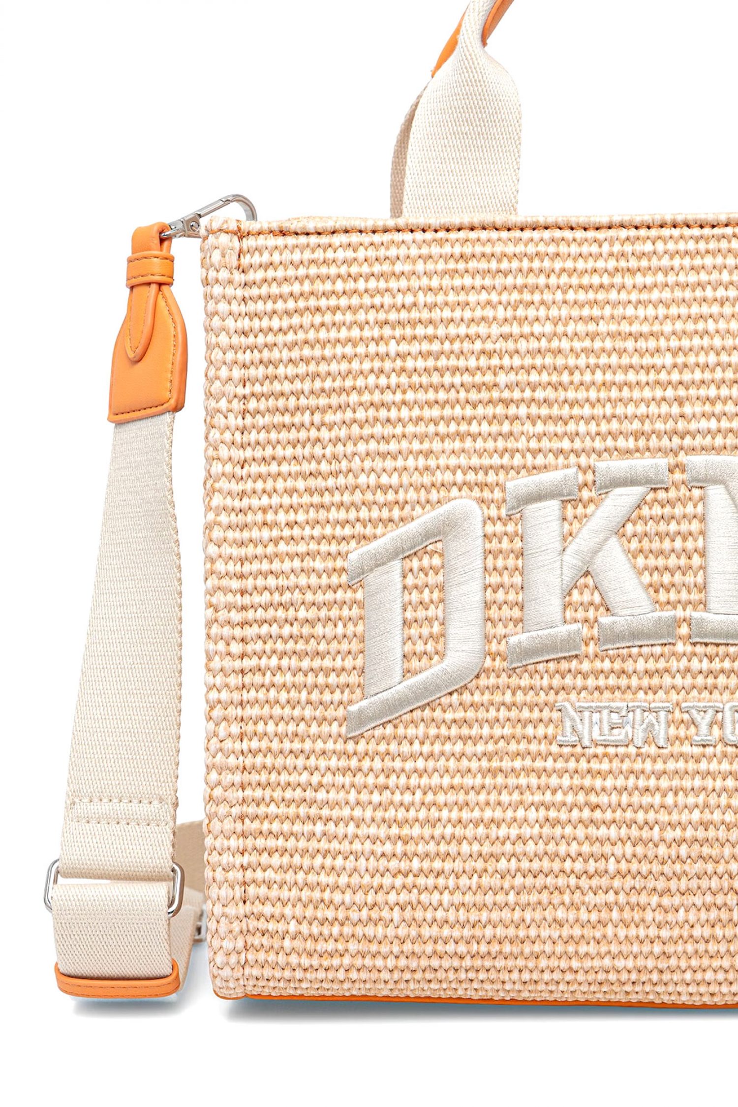 DKNY ΤΣΑΝΤΑ ΧΕΙΡΟΣ/CROSSBODY HADLEE MD TOTE ΨΑΘΙΝΗ LOGO ΑΝΟΙΧΤΟ ΠΟΡΤΟΚΑΛΙ