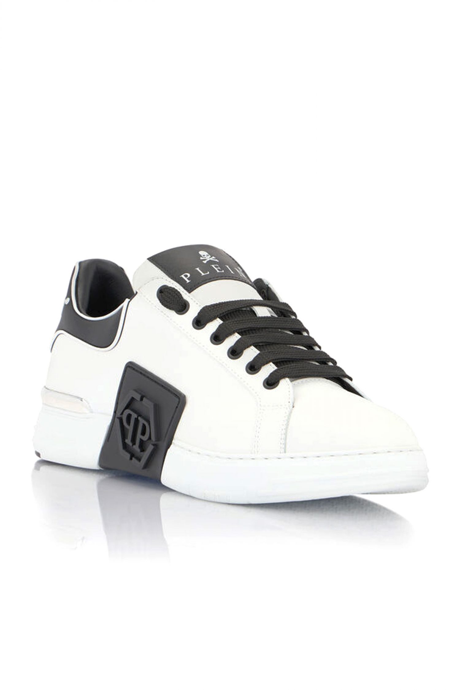 PHILIPP PLEIN ΠΑΠΟΥΤΣΙΑ SNEAKERS LOW-TOP PHANTOM KICK$ ΛΕΥΚΟ-ΜΑΥΡΟ