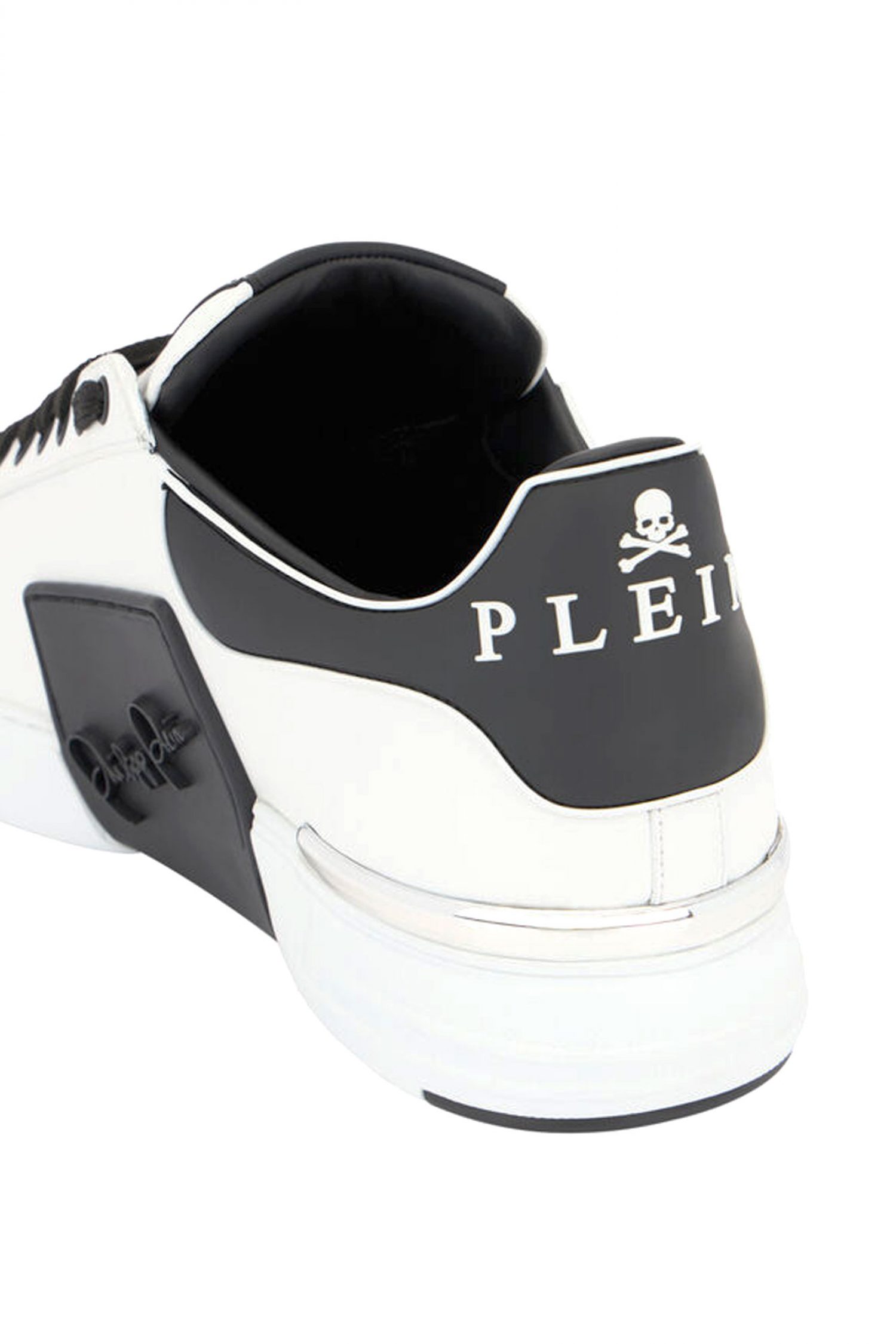 PHILIPP PLEIN ΠΑΠΟΥΤΣΙΑ SNEAKERS LOW-TOP PHANTOM KICK$ ΛΕΥΚΟ-ΜΑΥΡΟ