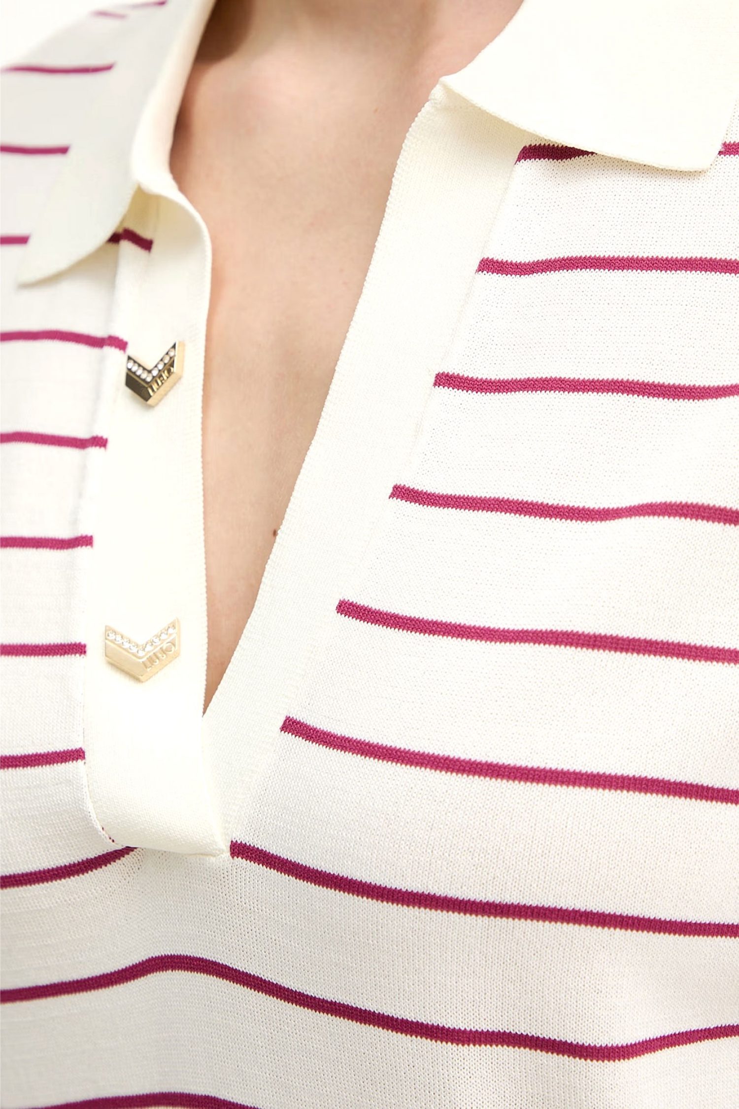 LIU-JO BETTER POLO ΠΛΕΚΤΟ ΡΙΓΕ ΛΕΠΤΟΜΕΡΕΙΕΣ ΜΕΤΑΛΛΙΚΕΣ ΕΚΡΟΥ-ΦΟΥΞΙΑ