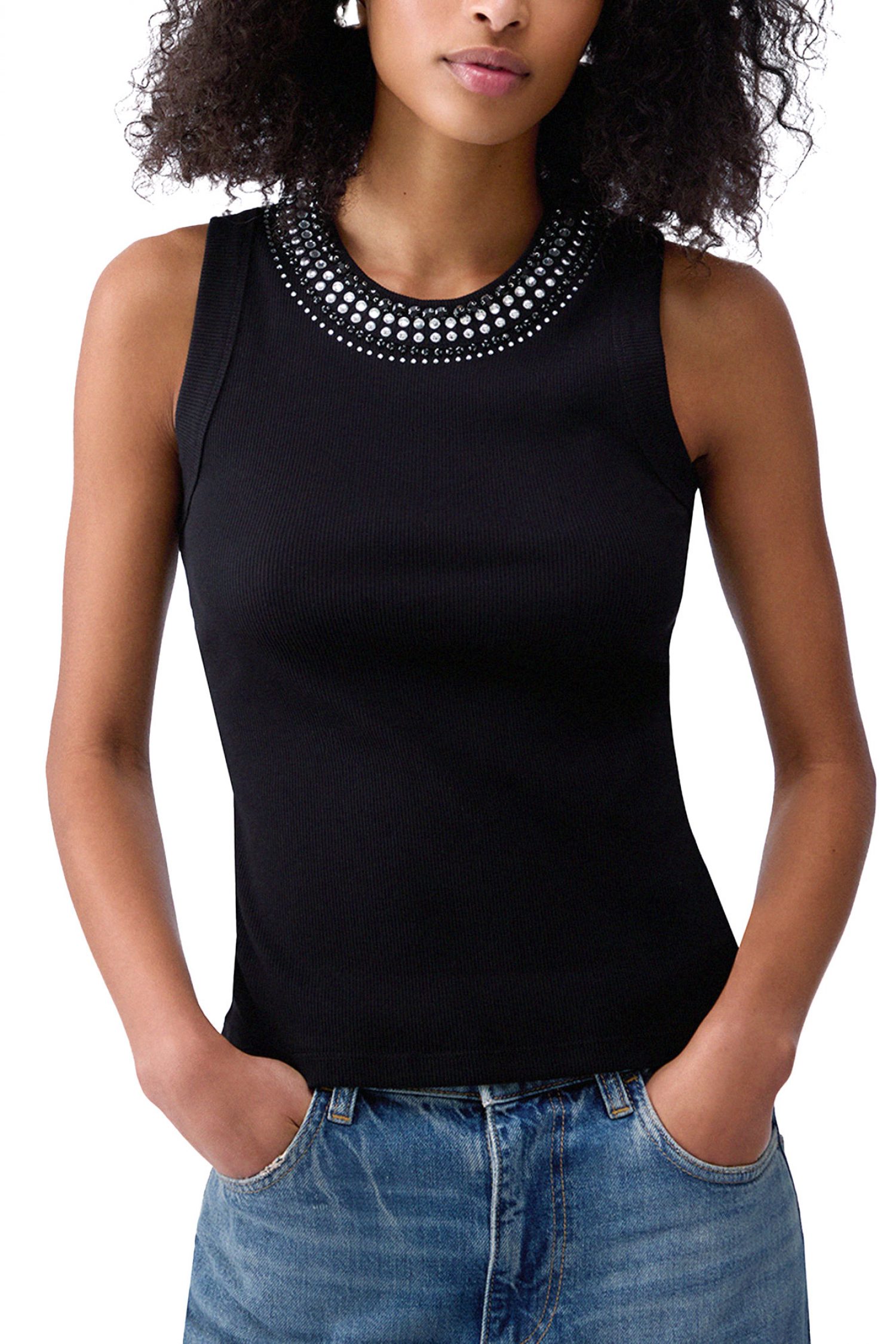 LIU-JO TANK TOP ΣΤΡΑΣ ΜΑΥΡΟ φωτογραφία