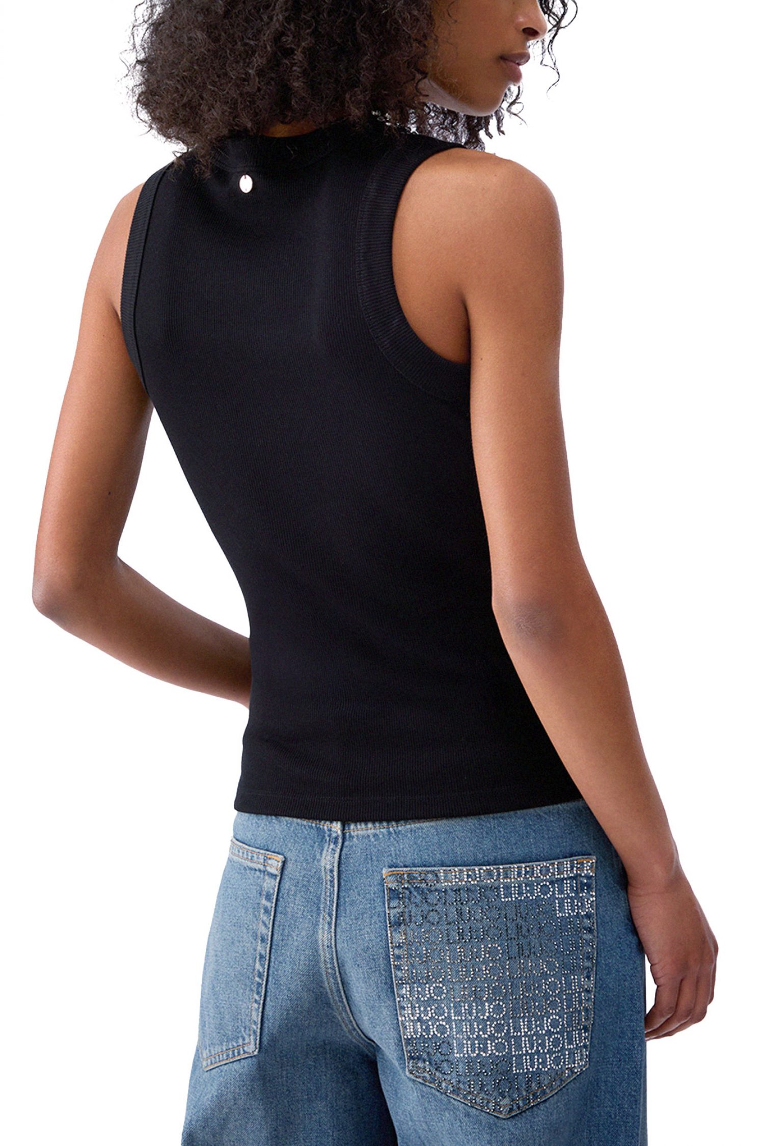 LIU-JO TANK TOP ΣΤΡΑΣ ΜΑΥΡΟ φωτογραφία