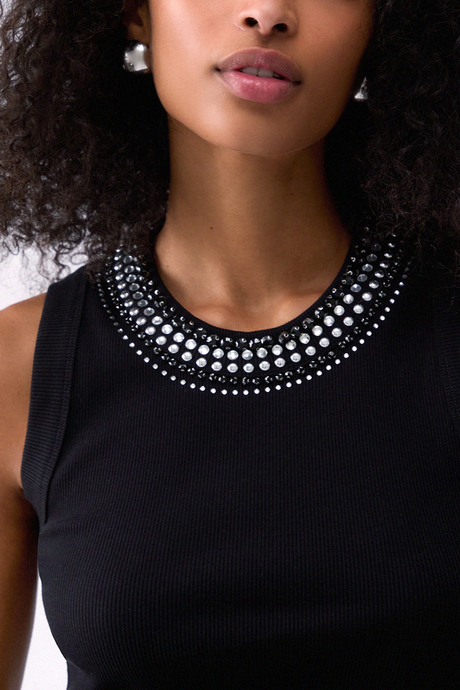 LIU-JO TANK TOP ΣΤΡΑΣ ΜΑΥΡΟ φωτογραφία