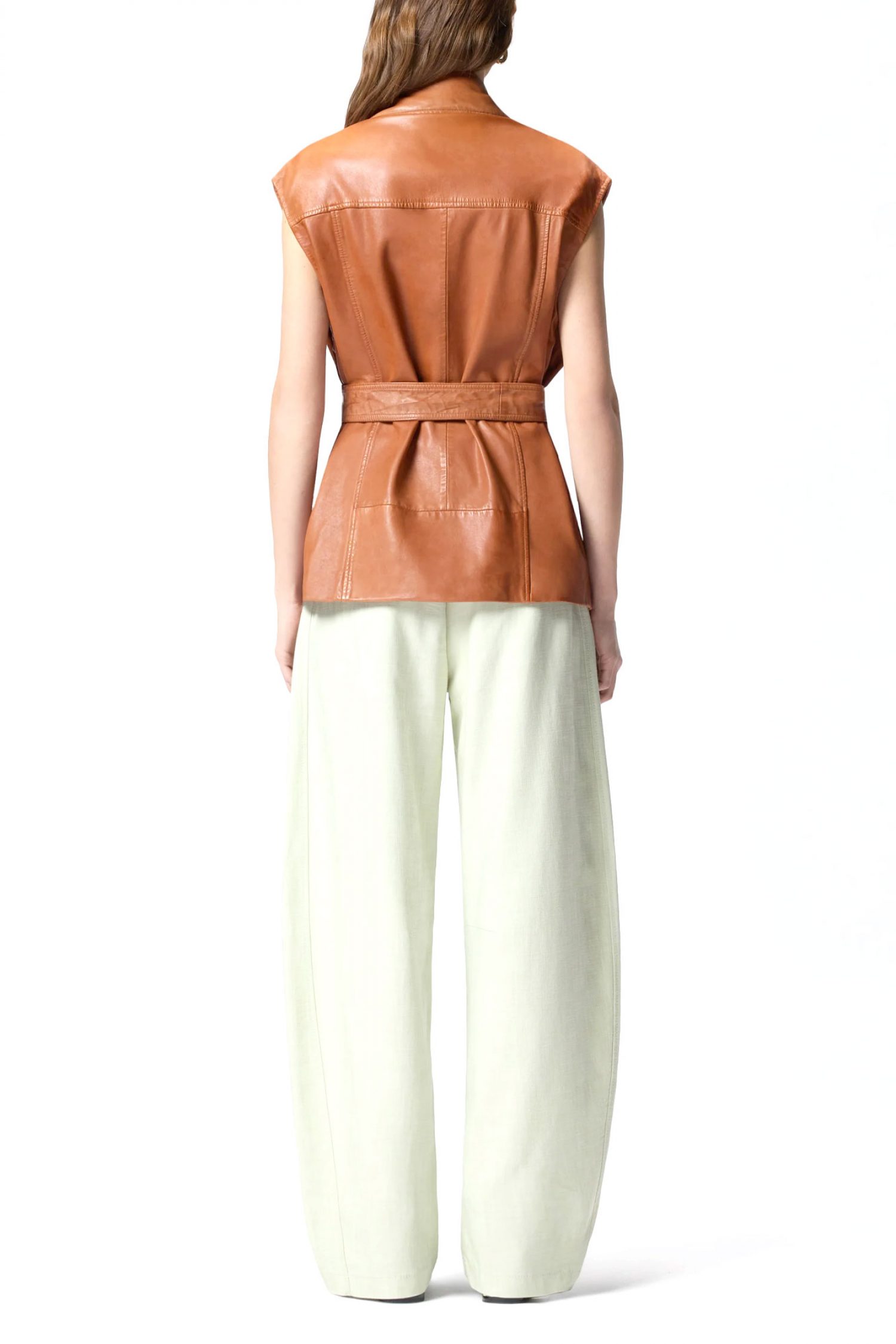 PINKO ΔΕΡΜΑΤΙΝΟ ΓΙΛΕΚΟ GYPSY GILET ΚΑΦΕ φωτογραφία