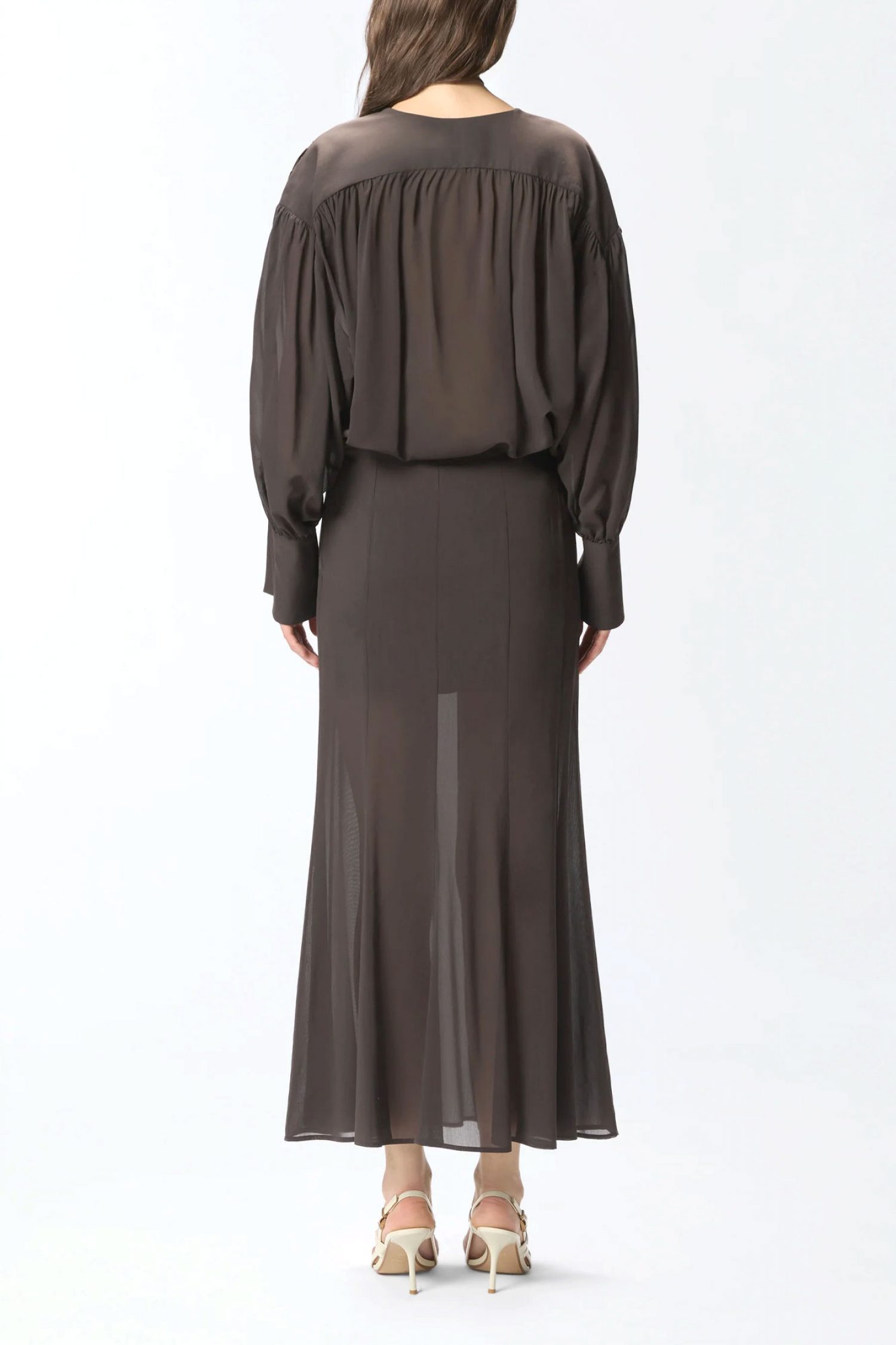 PINKO ΜΠΛΟΥΖΑ ASOLA BLOUSE ΚΑΦΕ ΣΚΟΥΡΟ φωτογραφία