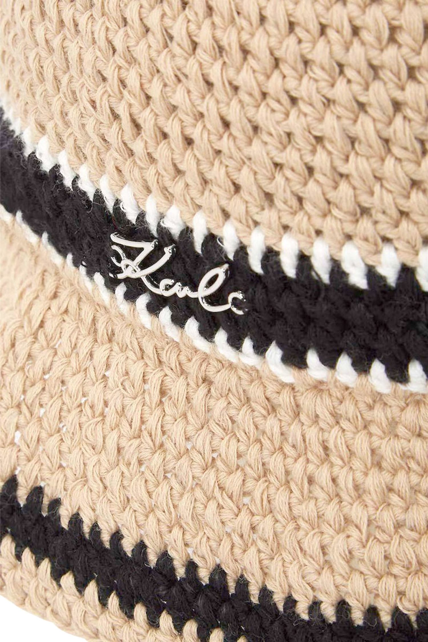 KARL LAGERFELD ΚΑΠΕΛΟ K/SIGNATURE CROCHET CLOCHE ΨΑΘΑ LOGO ΜΠΕΖ-ΜΑΥΡΟ φωτογραφία