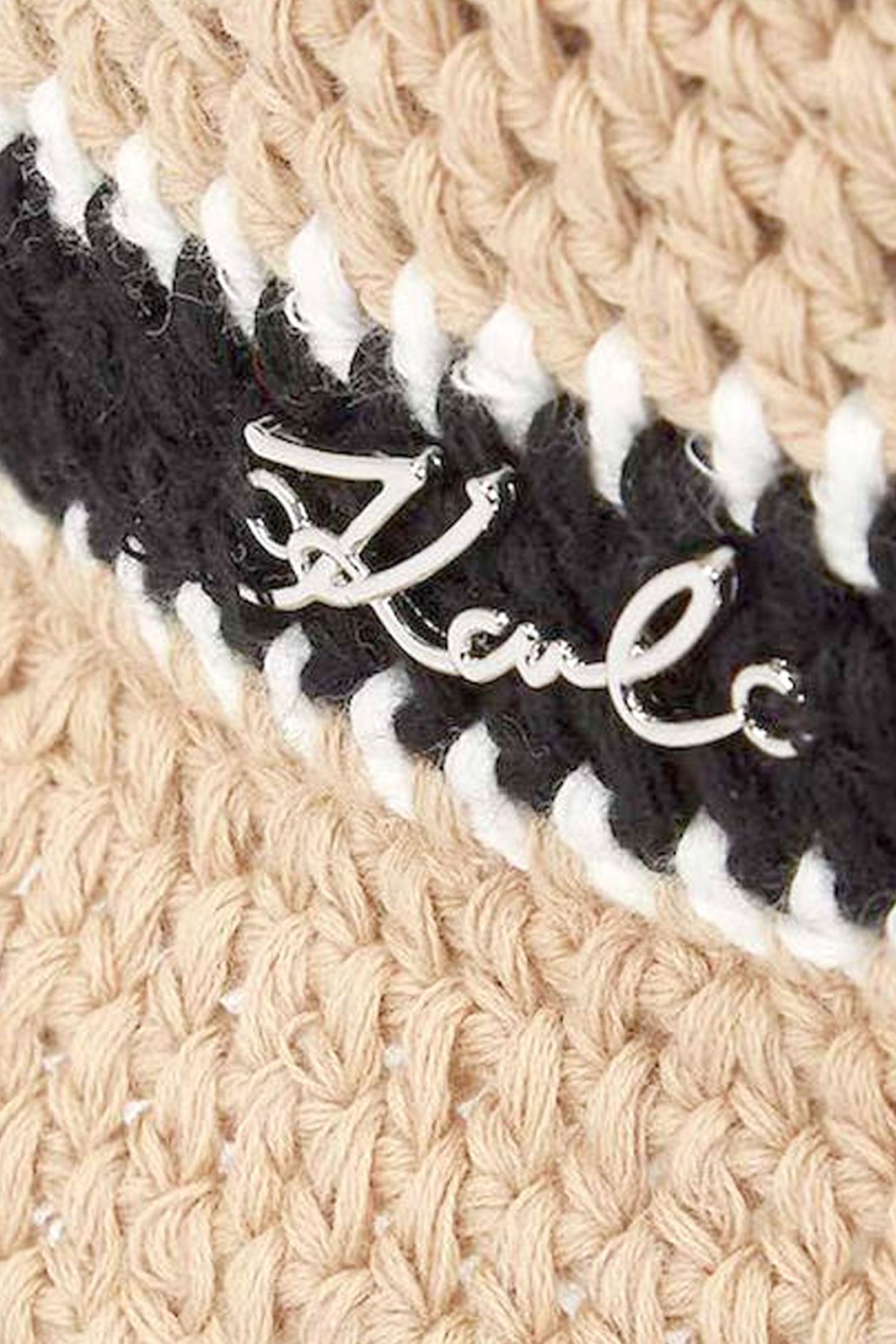 KARL LAGERFELD ΚΑΠΕΛΟ K/SIGNATURE CROCHET CLOCHE ΨΑΘΑ LOGO ΜΠΕΖ-ΜΑΥΡΟ φωτογραφία