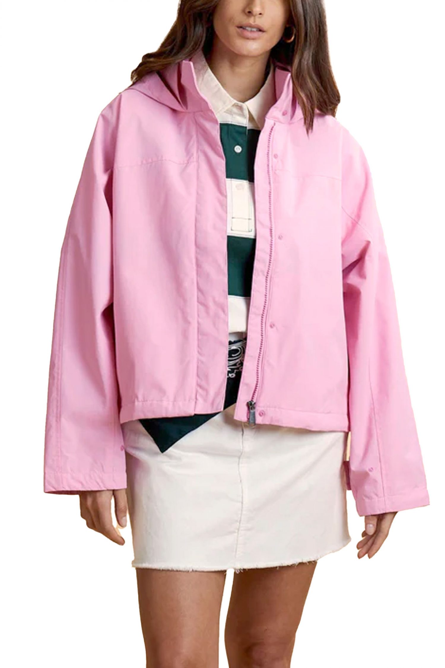 LA MARTINA ΜΠΟΥΦΑΝ ΠΑΡΚΑ CROPPED ΑΝΤΙΑΝΕΜΙΚΟ BOXY FIT ΚΟΥΚΟΥΛΑ ΡΟΖ φωτογραφία