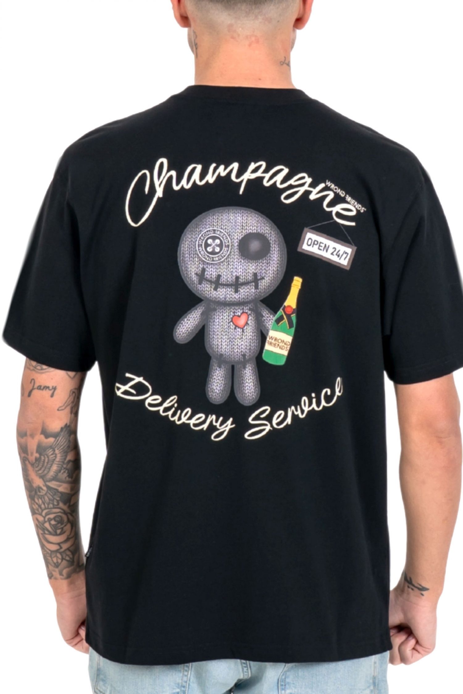 WRONG FRIENDS T-SHIRT TULSA LOGO ΜΑΥΡΟ φωτογραφία