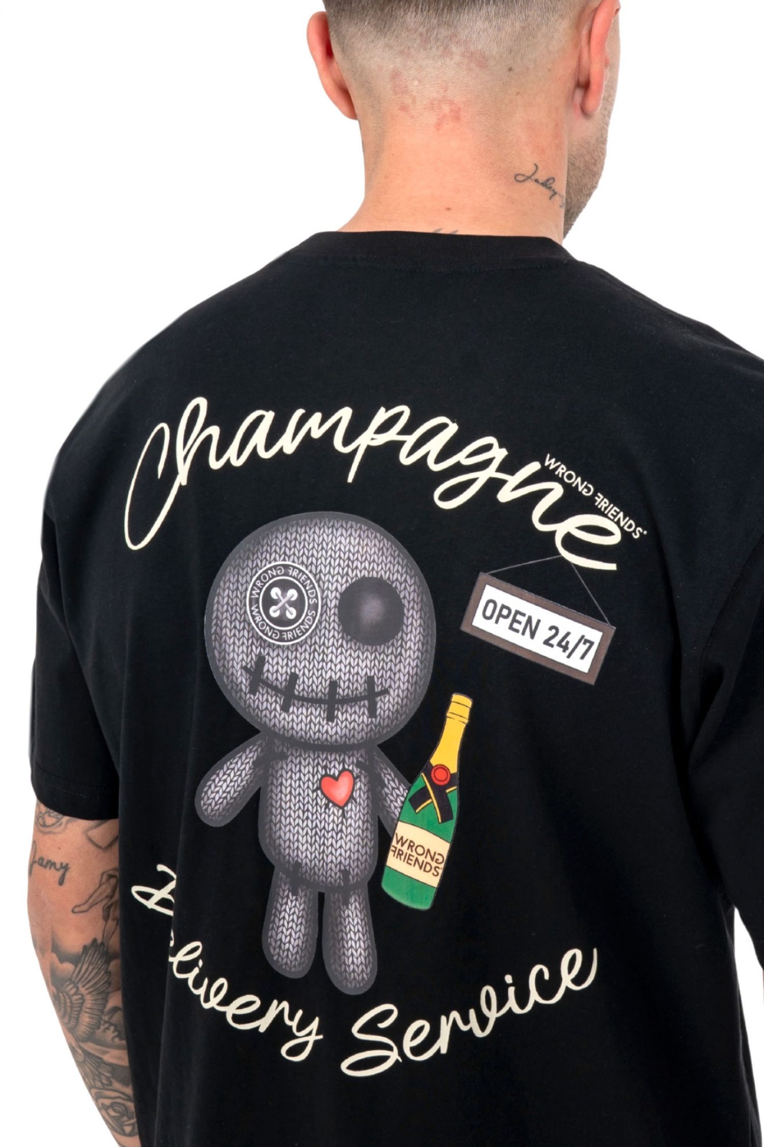 WRONG FRIENDS T-SHIRT TULSA LOGO ΜΑΥΡΟ φωτογραφία