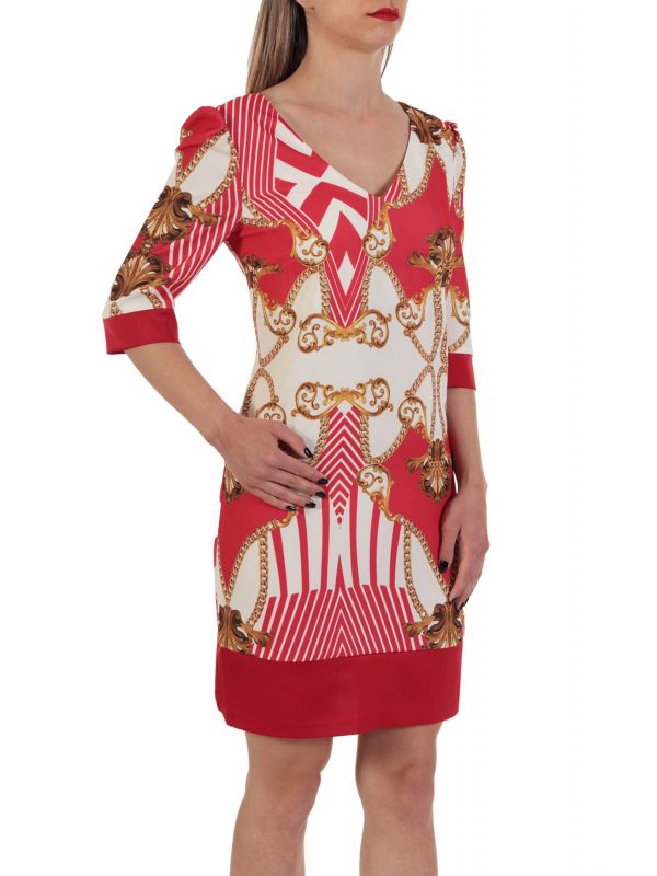 RELISH ΦΟΡΕΜΑ CAPPADOCIA MULTIPRINT V-ΜΠΡΟΣ ΠΙΣΩ ΤΡΟΥΑΚΑΡ ΜΑΝΙΚΙ ΚΟΚΚΙΝΟ - Image 2