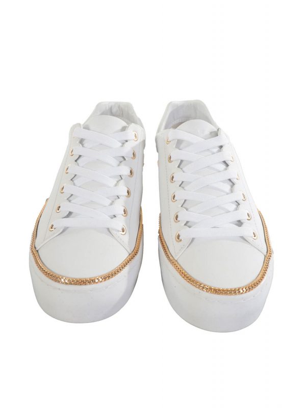 EMPORIO ARMANI ΠΑΠΟΥΤΣΙΑ SNEAKERS ΛΕΠΤΟΜΕΡΕΙΑ ΧΡΥΣΗ ΠΕΡΙΜΕΤΡΙΚΑ ΛΕΥΚΟ - Image 3