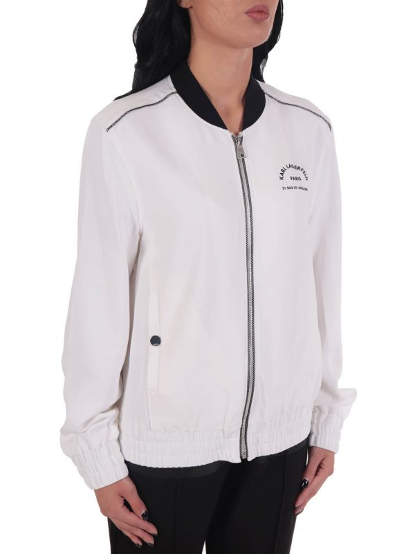 KARL LAGERFELD ΜΠΟΥΦΑΝ CADY BOMBER W/LOGO TAPE ΦΕΡΜΟΥΑΡ ΛΕΥΚΟ - Image 3