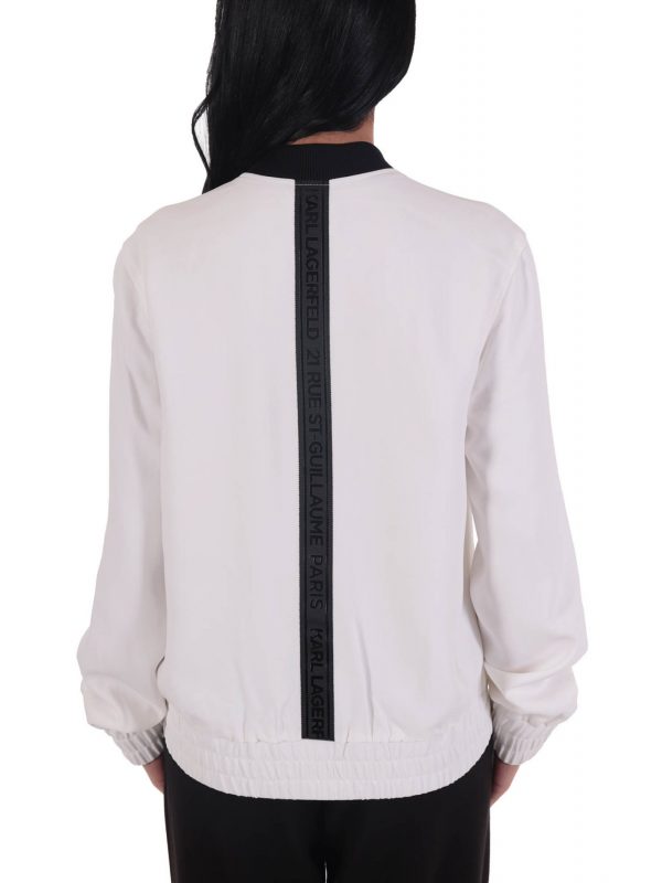 KARL LAGERFELD ΜΠΟΥΦΑΝ CADY BOMBER W/LOGO TAPE ΦΕΡΜΟΥΑΡ ΛΕΥΚΟ - Image 4