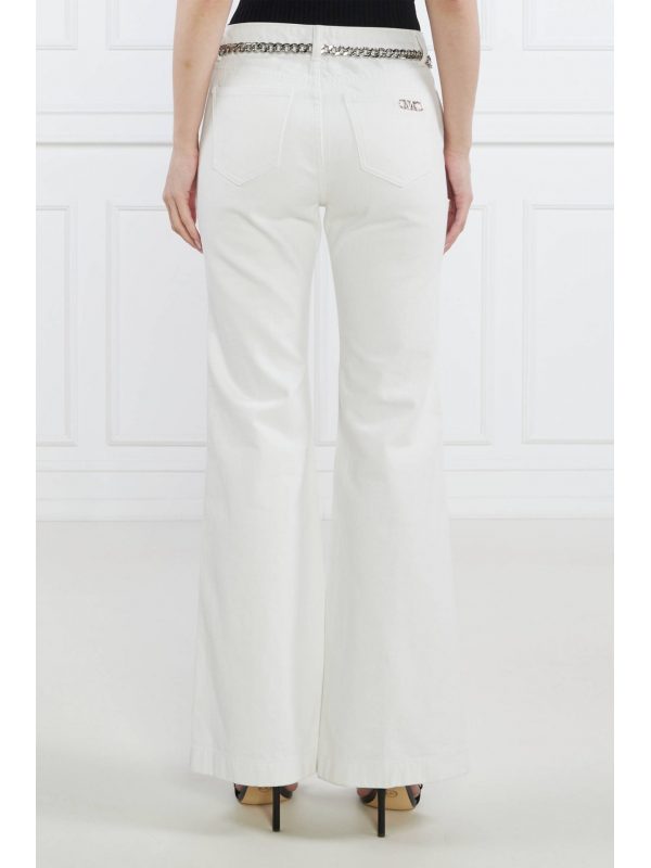 MICHAEL KORS ΠΑΝΤΕΛΟΝΙ JEANS FLAIR ΑΛΥΣΙΔΑ ΜΕΤΑΛΛΙΚΑ LOGO ΛΕΥΚΟ