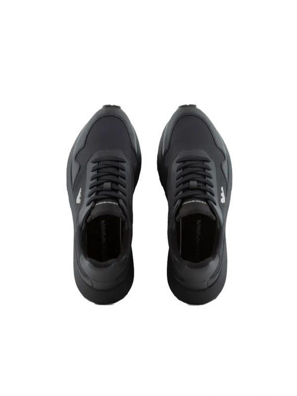 EMPORIO ARMANI  ΠΑΠΟΥΤΣΙΑ SNEAKERS LOGO ΜΑΥΡΟ