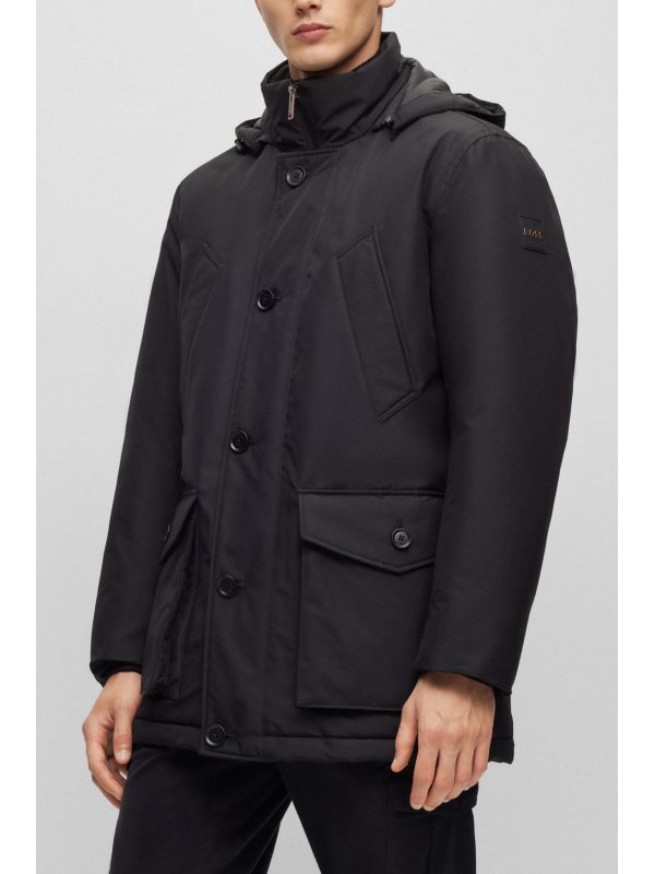 BOSS CASUAL ΜΠΟΥΦΑΝ JACKET ΑΠΟΣΠΩΜΕΝΗ ΚΟΥΚΟΥΛΑ OSIASS ΜΑΥΡΟ