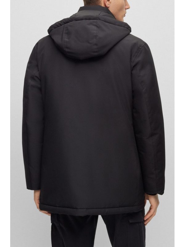 BOSS CASUAL ΜΠΟΥΦΑΝ JACKET ΑΠΟΣΠΩΜΕΝΗ ΚΟΥΚΟΥΛΑ OSIASS ΜΑΥΡΟ