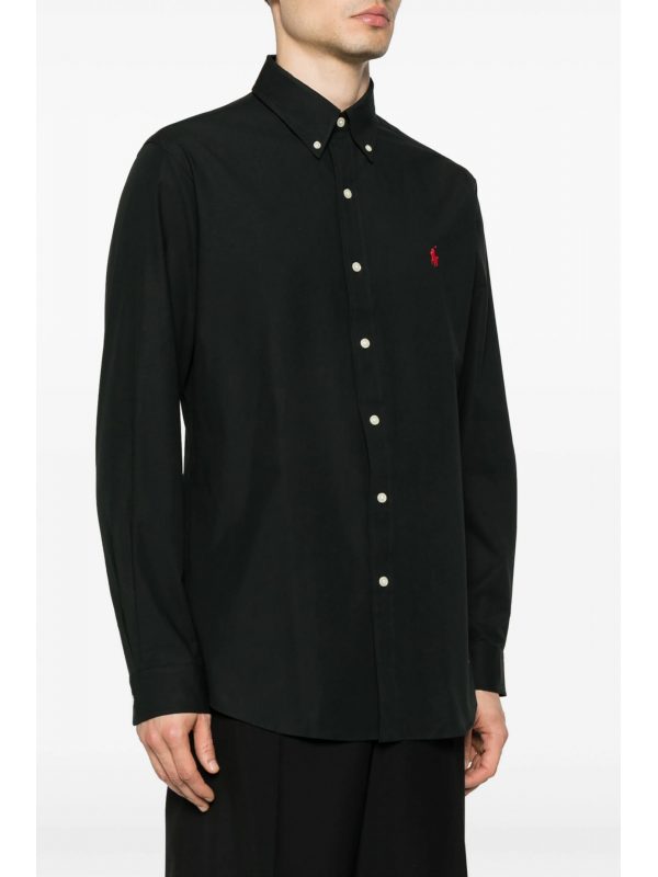 RALPH LAUREN ΠΟΥΚΑΜΙΣΟ BUTTON DOWN CUSTOM FIT STRETCH ΜΑΥΡΟ
