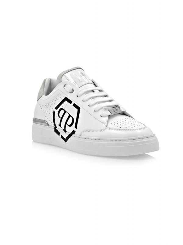 PHILIPP PLEIN ΠΑΠΟΥΤΣΙΑ SNEAKERS LOGO HEXAGON ΛΕΥΚΟ