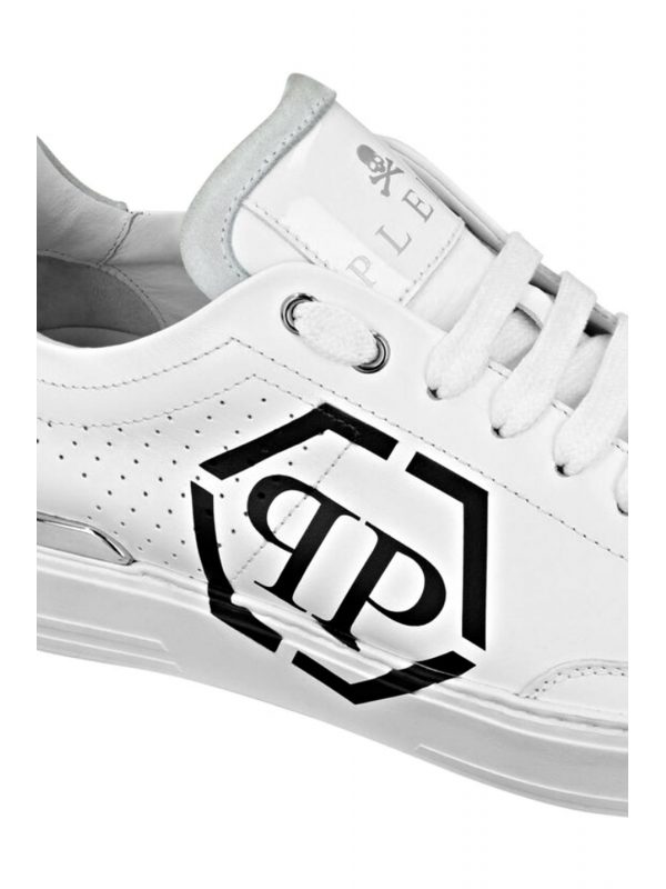 PHILIPP PLEIN ΠΑΠΟΥΤΣΙΑ SNEAKERS LOGO HEXAGON ΛΕΥΚΟ