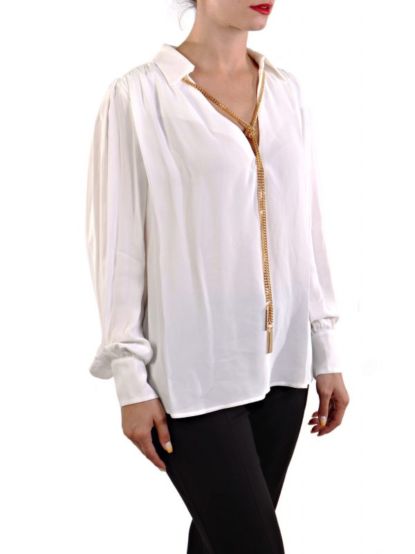 ELISABETTA FRANCHI ΜΠΛΟΥΖΑ ΓΙΑΚΑΣ V ΚΟΛΙΕ ΛΕΥΚΟ - Image 3