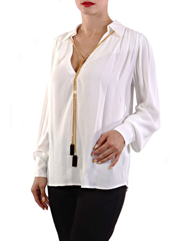 ELISABETTA FRANCHI ΜΠΛΟΥΖΑ ΓΙΑΚΑΣ V ΚΟΛΙΕ ΛΕΥΚΟ - Image 5