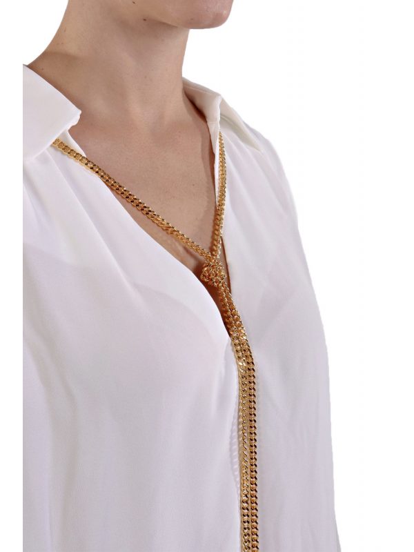 ELISABETTA FRANCHI ΜΠΛΟΥΖΑ ΓΙΑΚΑΣ V ΚΟΛΙΕ ΛΕΥΚΟ - Image 6