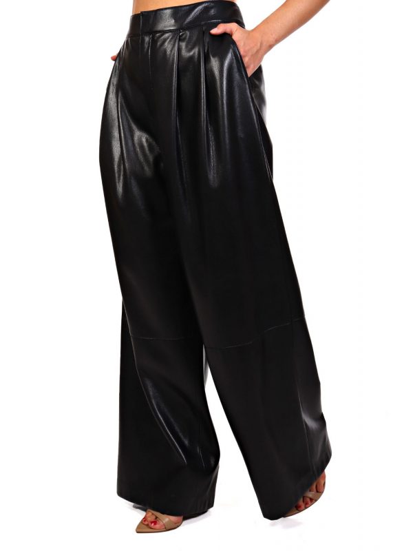 BOSS ΠΑΝΤΕΛΟΝΑ TADESA FAUX LEATHER ΠΙΕΤΕΣ ΜΑΥΡΟ