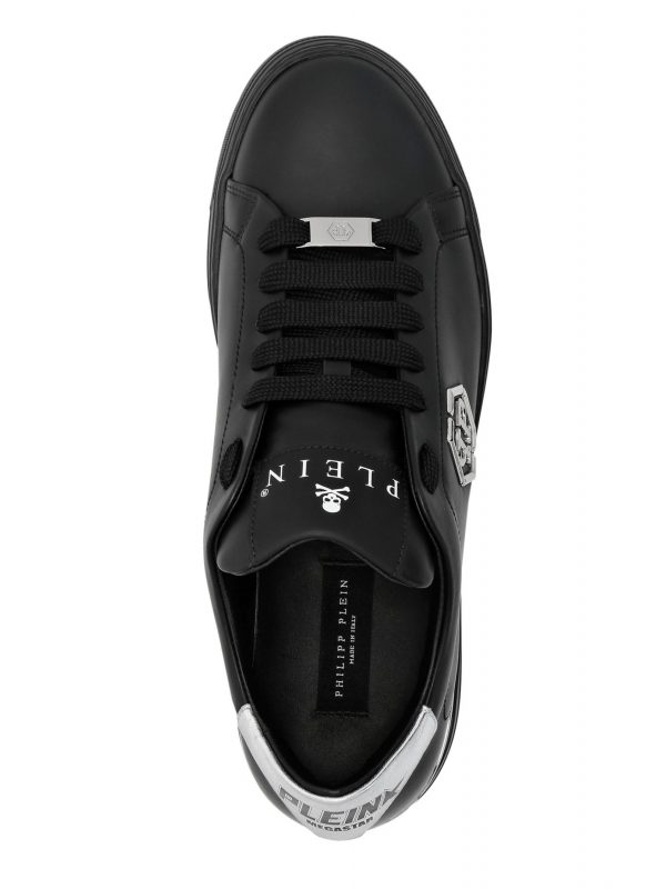 PHILIPP PLEIN ΠΑΠΟΥΤΣΙΑ SNEAKERS LO-TOP HEXAGON LOGO ΜΑΥΡΟ