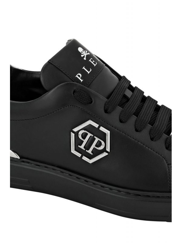 PHILIPP PLEIN ΠΑΠΟΥΤΣΙΑ SNEAKERS LO-TOP HEXAGON LOGO ΜΑΥΡΟ