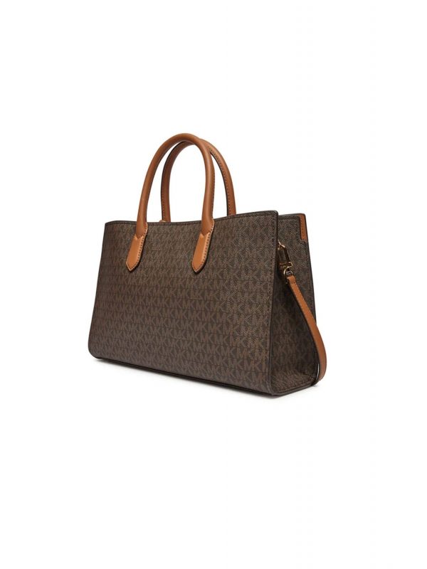 MICHAEL KORS ΤΣΑΝΤΑ CROSSBODY/XEIΡΟΣ SCARLETT ALL OVER LOGO ΚΑΦΕ/ΤΑΜΠΑ - Image 3