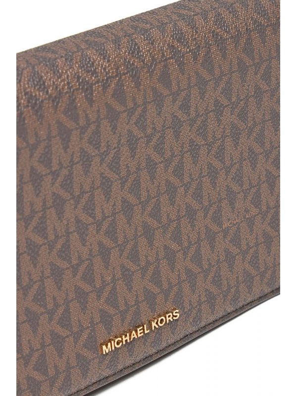 MICHAEL KORS ΤΣΑΝΤΑΚΙ CROSSBODY JET SET ALL OVER LOGO ΚΑΦΕ/ΤΑΜΠΑ - Image 3