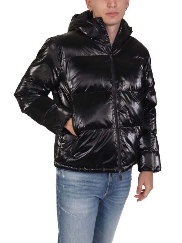ARMANI 7 ΜΠΟΥΦΑΝ ΦΟΥΣΚΩΤΟ HOODIE LOGO ΜΑΥΡΟ