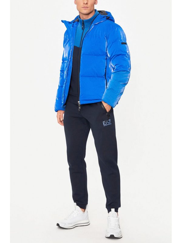 ARMANI 7 ΜΠΟΥΦΑΝ ΦΟΥΣΚΩΤΟ HOODIE LOGO ΡΟΥΑ ΜΠΛΕ
