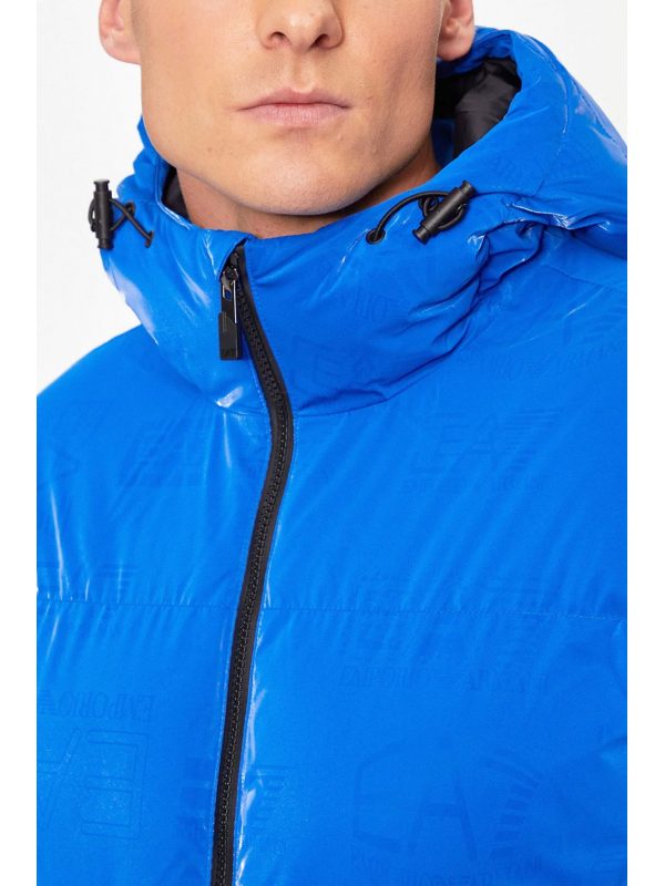 ARMANI 7 ΜΠΟΥΦΑΝ ΦΟΥΣΚΩΤΟ HOODIE LOGO ΡΟΥΑ ΜΠΛΕ