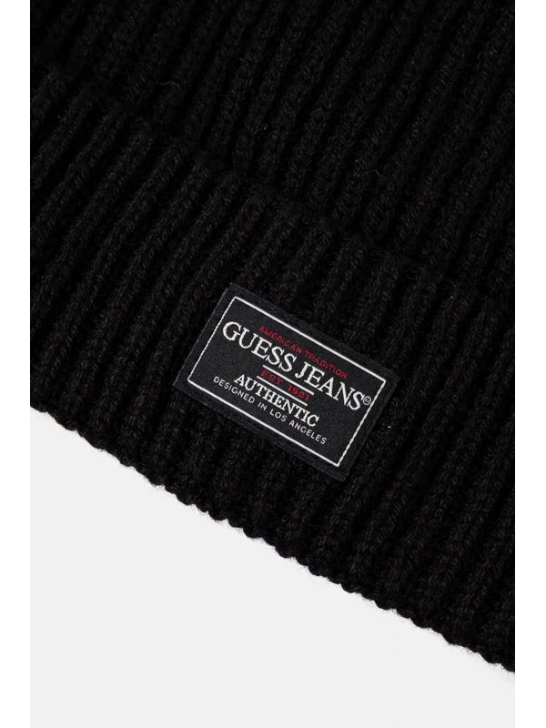 GUESS ΣΚΟΥΦΟΣ ΠΛΕΚΤΟ UNISEX LOGO ΜΑΥΡΟ