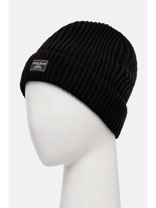GUESS ΣΚΟΥΦΟΣ ΠΛΕΚΤΟ UNISEX LOGO ΜΑΥΡΟ