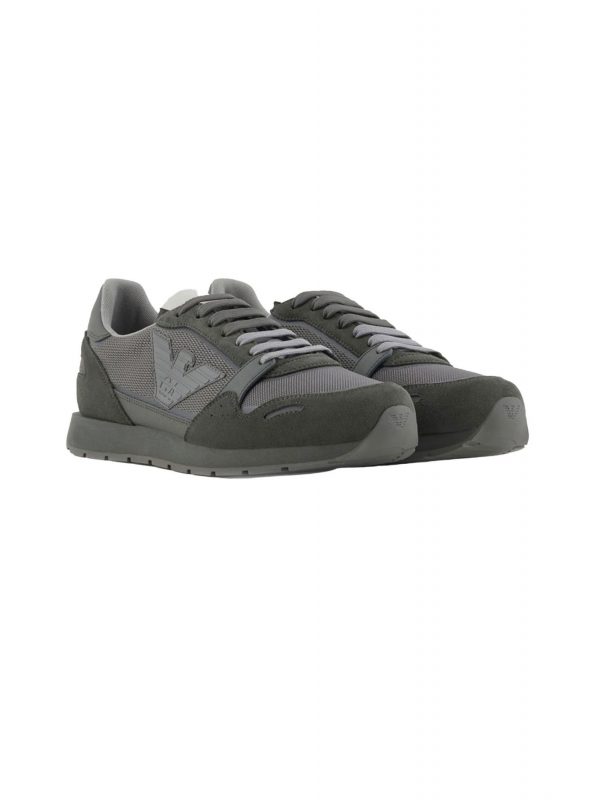 EMPORIO ARMANI ΠΑΠΟΥΤΣΙΑ SNEAKERS LOGO ΧΑΚΙ