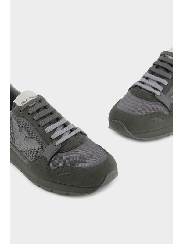 EMPORIO ARMANI ΠΑΠΟΥΤΣΙΑ SNEAKERS LOGO ΧΑΚΙ