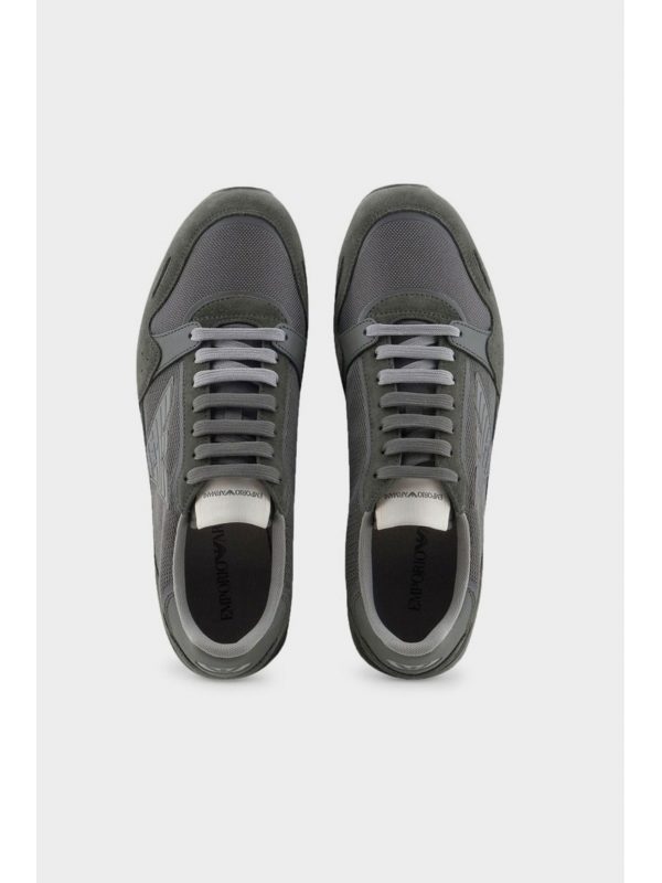 EMPORIO ARMANI ΠΑΠΟΥΤΣΙΑ SNEAKERS LOGO ΧΑΚΙ