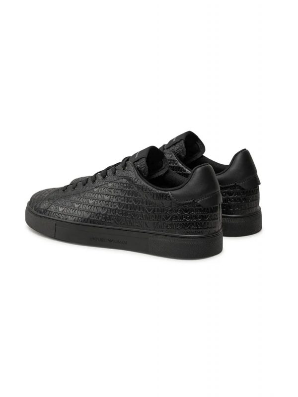 EMPORIO ARMANI ΠΑΠΟΥΤΣΙΑ SNEAKERS ALL OVER LOGO ΜΑΥΡΟ