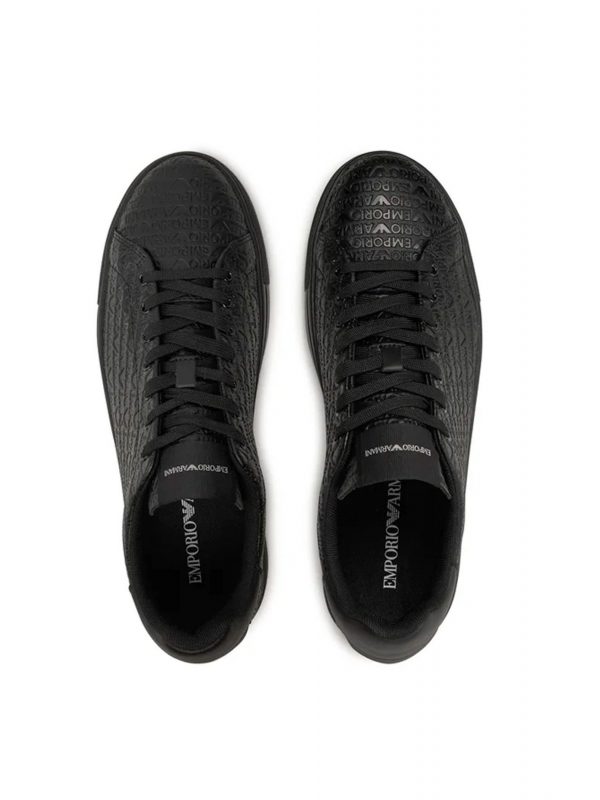 EMPORIO ARMANI ΠΑΠΟΥΤΣΙΑ SNEAKERS ALL OVER LOGO ΜΑΥΡΟ