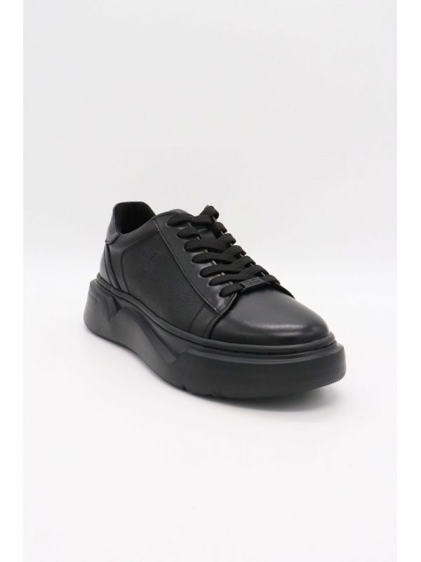 V 19.69 ΠΑΠΟΥΤΣΙ SNEAKERS LOGO ΔΕΤΟ ΜΑΥΡΟ