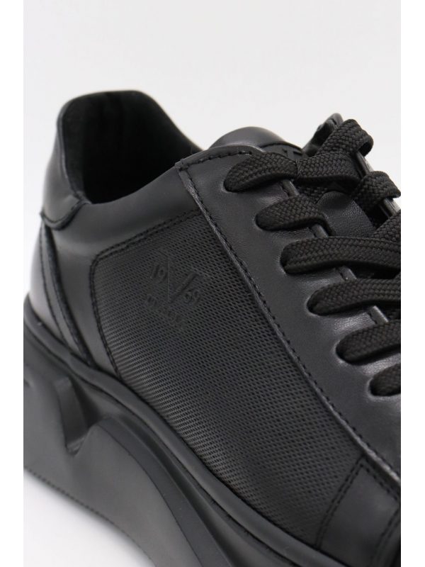 V 19.69 ΠΑΠΟΥΤΣΙ SNEAKERS LOGO ΔΕΤΟ ΜΑΥΡΟ