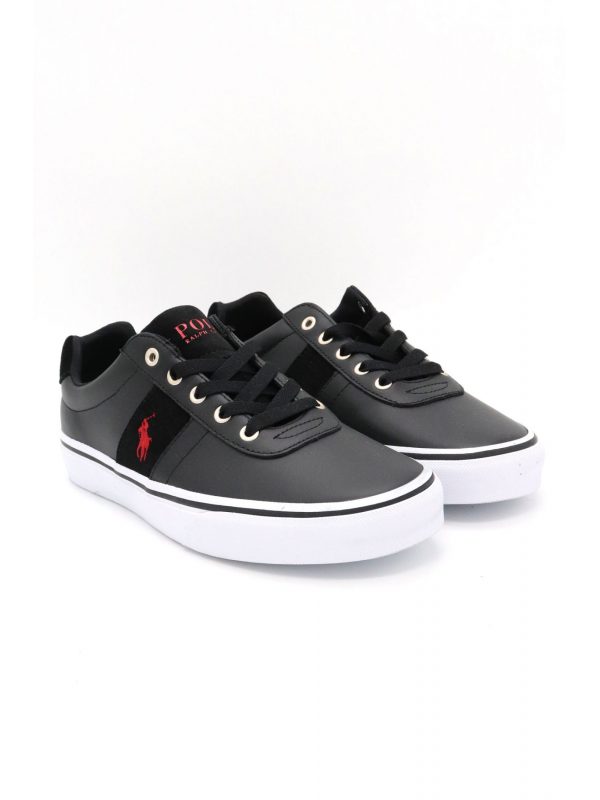 RALPH LAUREN ΠΑΠΟΥΤΣΙΑ SNEAKERS HANFORD II-SK-LTL ΜΑΥΡΟ-ΚΟΚΚΙΝΟ