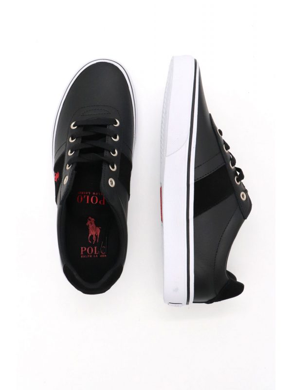 RALPH LAUREN ΠΑΠΟΥΤΣΙΑ SNEAKERS HANFORD II-SK-LTL ΜΑΥΡΟ-ΚΟΚΚΙΝΟ