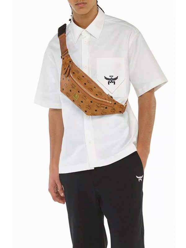 MCM ΤΣΑΝΤΑ FURSTEN BELT BAG MED COGNAC VIS ΚΟΝΙΑΚ
