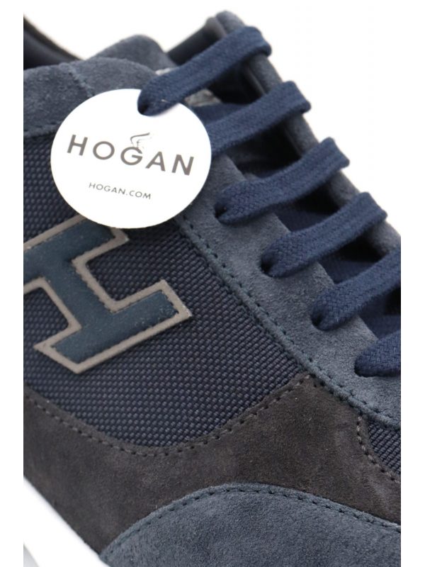 HOGAN ΠΑΠΟΥΤΣΙΑ SNEAKERS INTERACTIVE H FLOCK ΔΕΡΜΑ ΜΠΛΕ