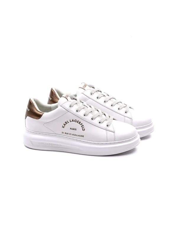 KARL LAGERFELD ΠΑΠΟΥΤΣΙΑ SNEAKERS MAISON KARL LACE ΛΕΥΚΟ-ΜΠΡΟΝΖΕ